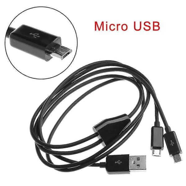Bärbar Usb 2.0 Typ A Hane Till Dubbel Micro Usb Hane Splitter Y Laddningsdata
