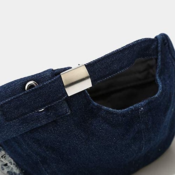 Herre- og damekasket i denim uden skygge med justerbar, blå