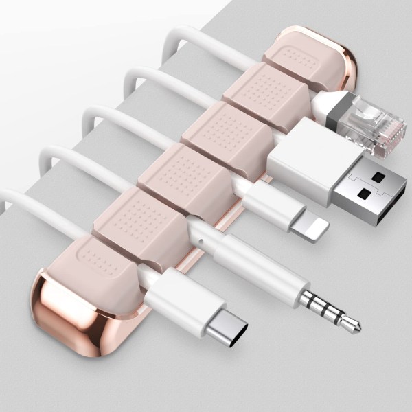 Desktop-ledning metaltrådskabelclips til organisering af kabel (pink)