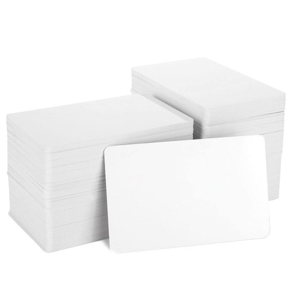 200 STK Hvite PVC-kort, tomme utskrivbare visittkort i plast, 30 mil, 760 mikron, CR80 kredittkortstørrelse - 85,5 mm x 54 mm