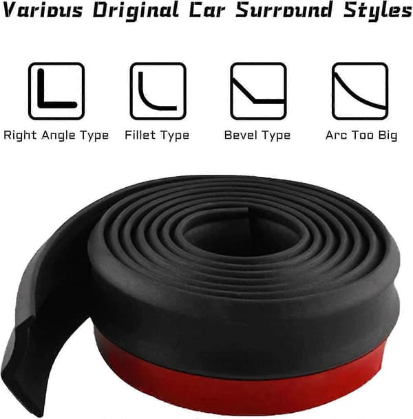 2,5 m Universal Frontspoiler, Gummi Frontfangerleppe, Universal Gummi Bil Front Bakfanger Lim, Selvklebende Frontspoilerleppe, For Bilfront