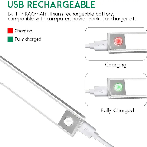 LED-skåpsbelysning med rörelsesensor (6000k, 40cm)