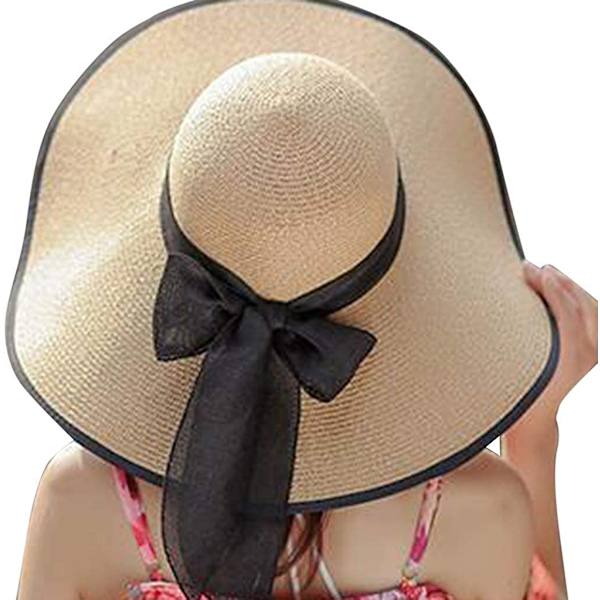 Dame Solhat i Halm, Bred Bred Krempe UPF 50+ (Khaki)