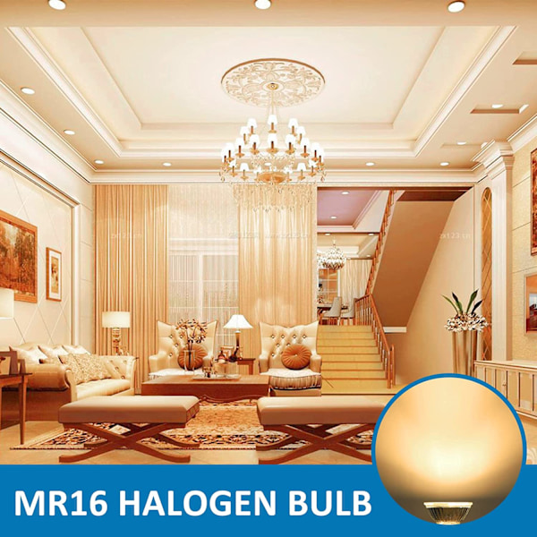 Halogenpære GU5.3 50W 12V, 800lm Varm Hvid 2700K Dæmpbar 6stk