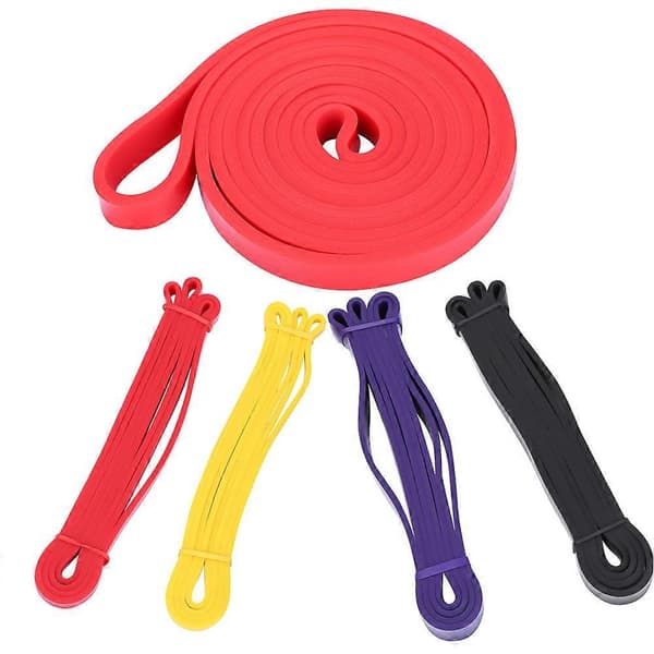 Sæt med 4 Yoga Resistance Loop Bands til indendørs/udendørs fitnesstræning - Latex Materiale