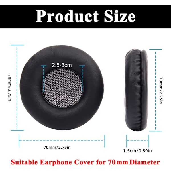 Öronkuddar 1 par 70mm Universal Replacement Hörlurar Kuddar