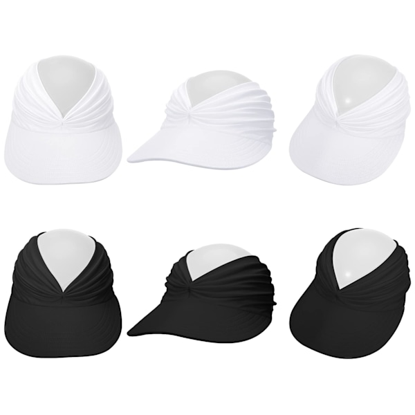 2 stk. Solskjermhatt for kvinner, bredbremmet strand sommer sammenleggbar hatt