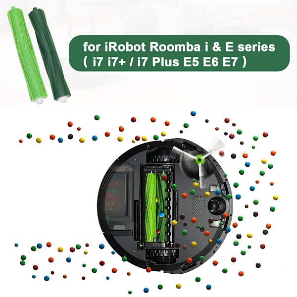 Multi-overflade gummibørster til iRobot i7 i7+ / i7 Plus i8 i8 Plus E5 E6 E7 robotstøvsuger, rulleudskiftningsdele til Roomba E og I serien