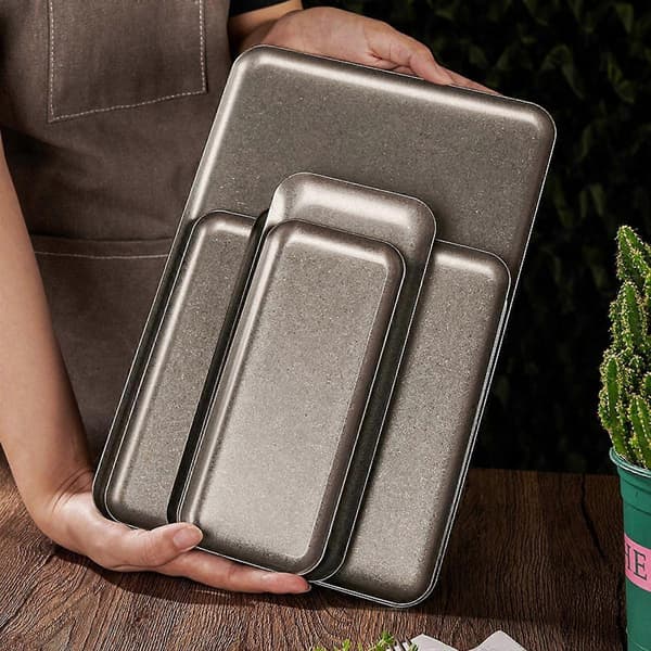 Rektangulær serveringsbakke, køkkenbagebakke, madbakke, opbevaringsorganisator (22*9,7 cm)