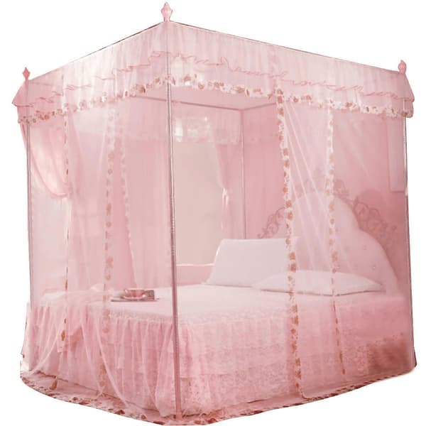 Princess 3-sidet Åbning Seng Baldakin Net Myggenet (Pink, S)