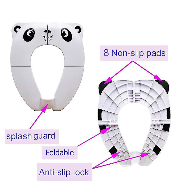 Toalettstol för barn, hopfällbar toaletttränare för resor, bärbar resetoalettstol panda