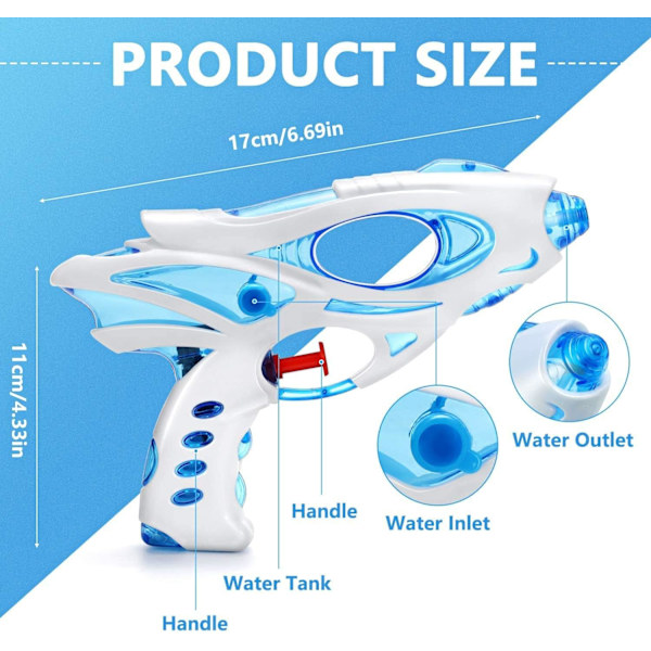 Vattenpistoler för barn, 3-pack Super Water Gun Soaker Small Cool Blaster Utomhus Strand Trädgård Leksak Pool Bad Party Vattenstrid Leksaker