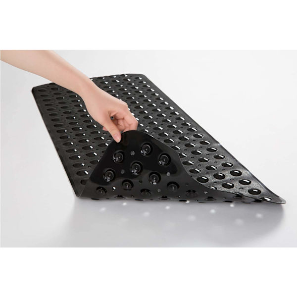 Badkarsmatta halkfri mögelresistent, extra lång badkarsmatta halkfri mattor för badrum, antibakteriell, BPA 39x16 tum, klar svart