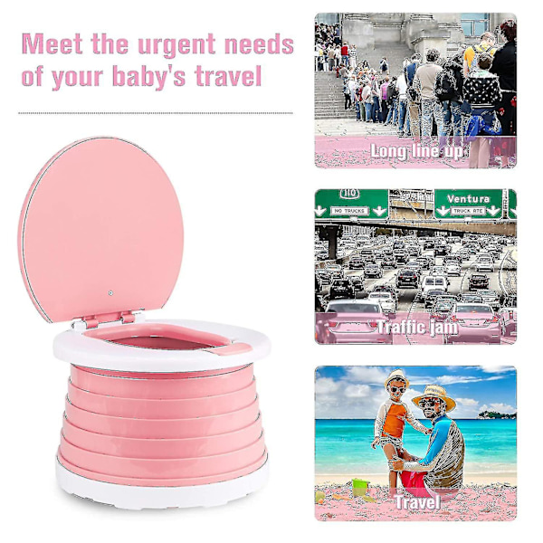 Bærbart sammenleggbart toalett for barn, sammenleggbart toalettsete for gutter/jenter pink