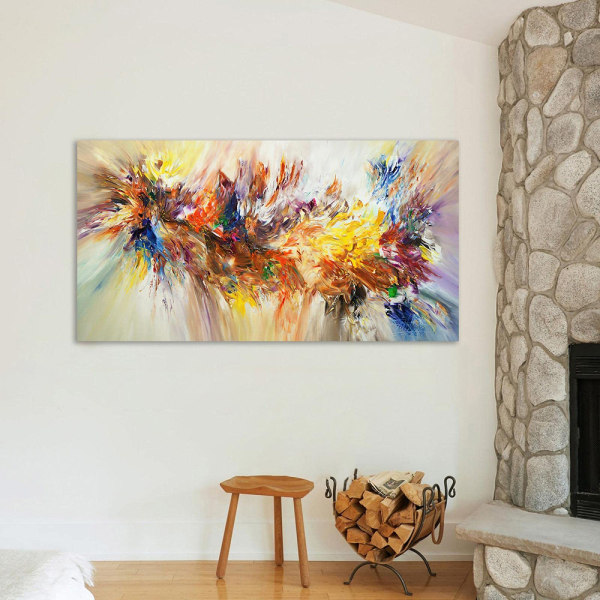 Stor abstrakt malerkunst Fargerik blomsterplakat Lerretsmaling til stuen Veggkunstbilder Hjem Dekorativ 80x160cm Rammeløs