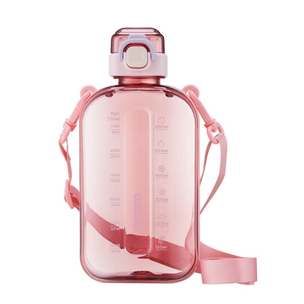 Urheiluvesipullo 750 ml, tiivis juomapullo, kuntosalin vesipullo, vesipullo terveellisellä materiaalilla matkapiknik-retkeilyyn (vaaleanpunainen)