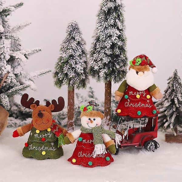 Set med 3 juläppleväskor, julklappsväska, julgransdesign Snögubbe, godispåse presentpåsedekorationer till jul