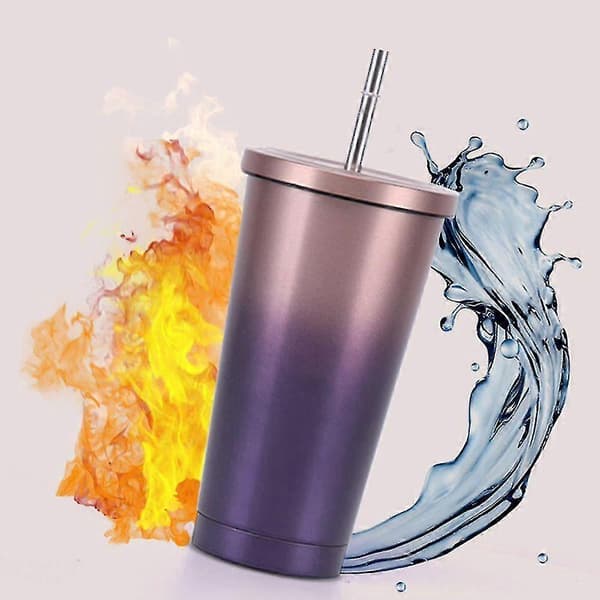500ml Resemugg med Sugrör Öl Te Drickmugg Vakuummugg Kaffe Juice S