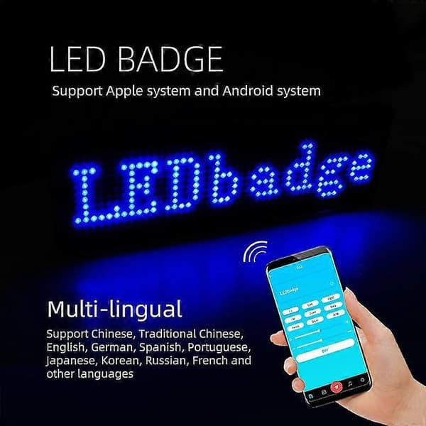 LED Badge App Bluetooth Display Jobnummerplade Lysende Scrollende Brugerdefineret Lysende Badge