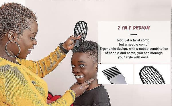 2st Twist Hårkam Dubbelsidig Herr Curl Weave Dreadlocks Naturlig Stil Hårborste