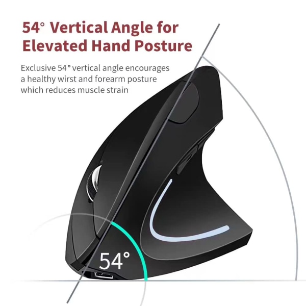 Ergonomisk mus, vertikal trådløs computermus 2.4G