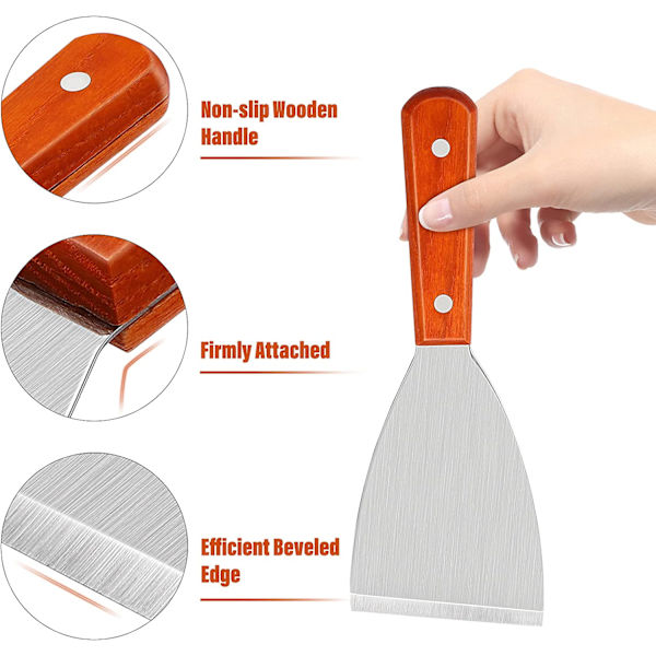 2 st grillskrapa i rostfritt stål med trähandtag