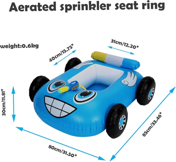 Pool Float för Barn med Vattenpistol Uppblåsbar Badring Sommar Poolleksak för Pojkar Flickor Blå Uppblåsbar Pool Float Barn Badring Simning