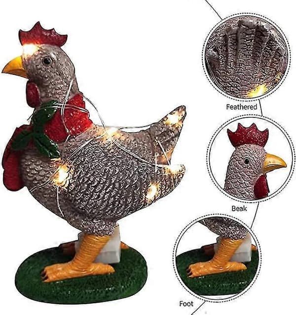Julbelysning utomhus för dekoration med LED-trädgårdsbelysning inomhus Small Resin chicken