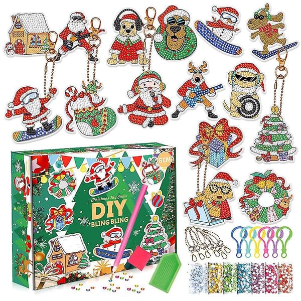 RU-Christmas 5D Timanttimaalaus Joulukalenteri 24 Päivän Countdown Blind Box Lelut-FS-