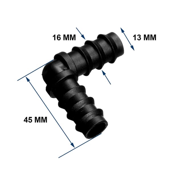 9 stk. 1/2 tommer (16mm) Drypvandingsslangeforbindelse (albue)