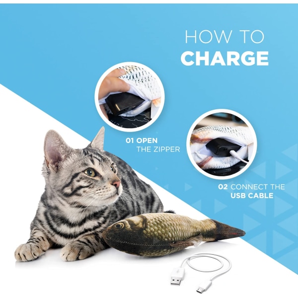 Floppy fisk katt leksak | USB uppladdningsbar stimulerings katt leksak