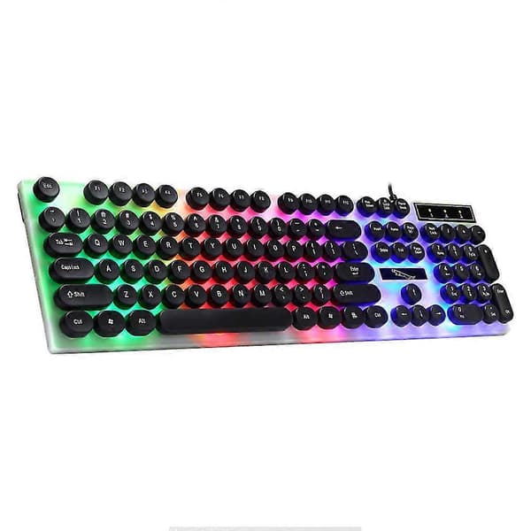 Tastatur med runde taster til pc/bærbar baggrundsbelyst tastatur til computergamere