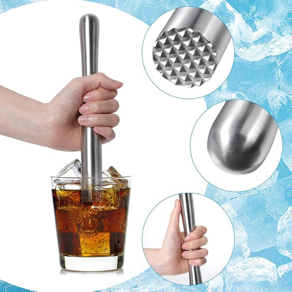 Cocktail Muddler i rustfritt stål, profesjonell drinkmuddler, frukt-iskutter, barstav, Mojito Muddler