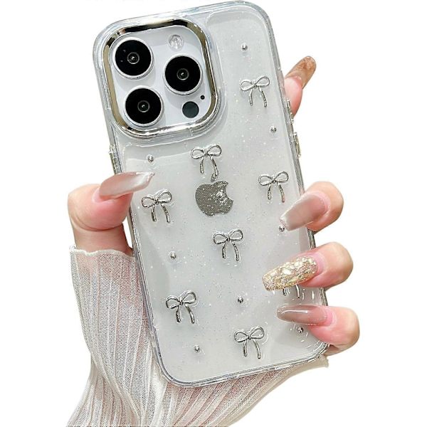Glittrigt 3D Sött Rosett Fodral för iPhone 15 Pro Max