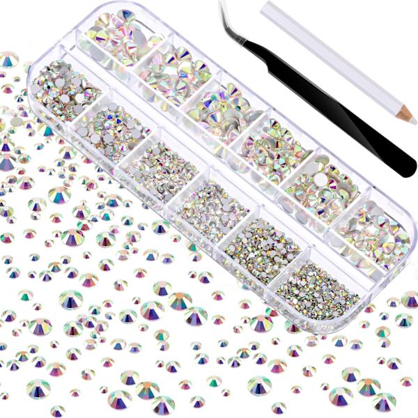 2000 stk flate baksteiner Rhinestones 6 størrelser