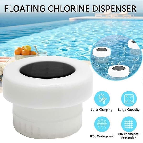 Pool Chlorine Floater, Swimmingpool Klor Dispenser med Solcellelys, Flydende Klor Dispenser