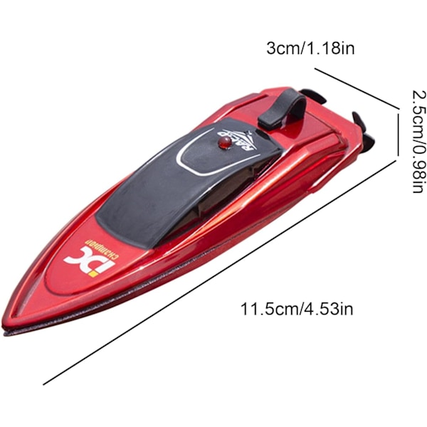 Fjärrstyrd Båt, Uppladdningsbar Trådlös Poolleksak, Liten RC-Båt, Vattentät Design för Vattenlek, Lättanvänd, 11,5x3x2,5cm, Röd