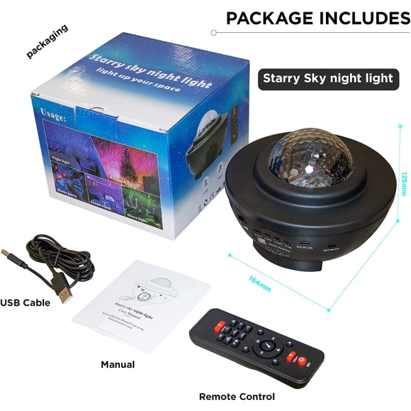 Stjerneprojektor LED Galaxy Lys Projektor Bluetooth forbindelse