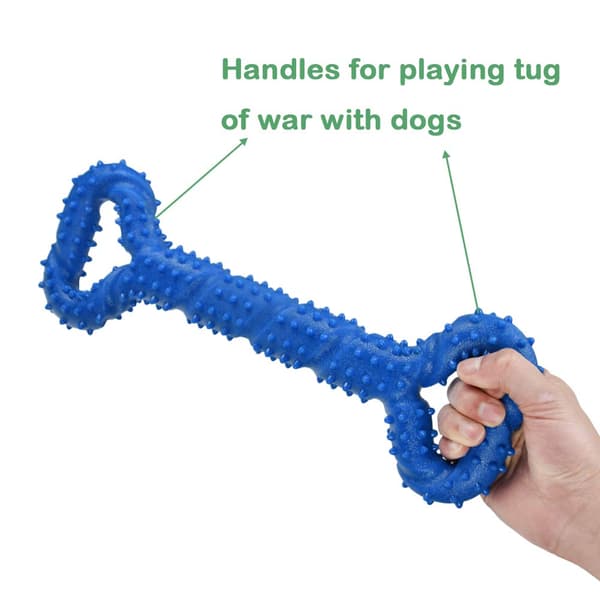 Hundleksak Tålig Gummi 33 cm Benformad Valpleksak med Konvex Design Stark Interaktiv Hundleksak för Aggressiva Tuggare (Blå)