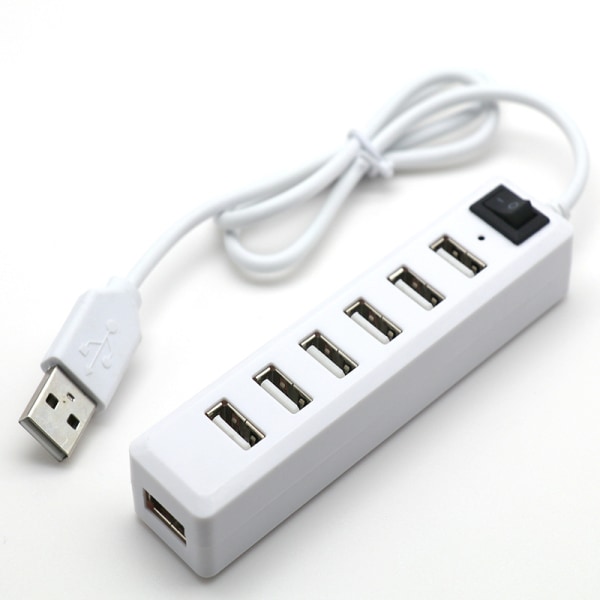 7 porter USB-hubutvidelse Høyhastighets USB 2.0 Multi USB-hub Splitter-bryter Ledningsadapterkabel for bærbar PC, Mac-bok, nettbrett, støtter Windows Vista/7/Mac