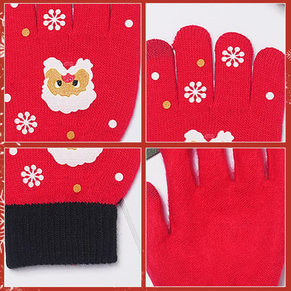 Stickade Varma Vinterhandskar med Jultomte - Julvantar för Vardag, Utomhus, Bilkörning, Cykling, Skidåkning, Studier, Jul, Vinterpresenter