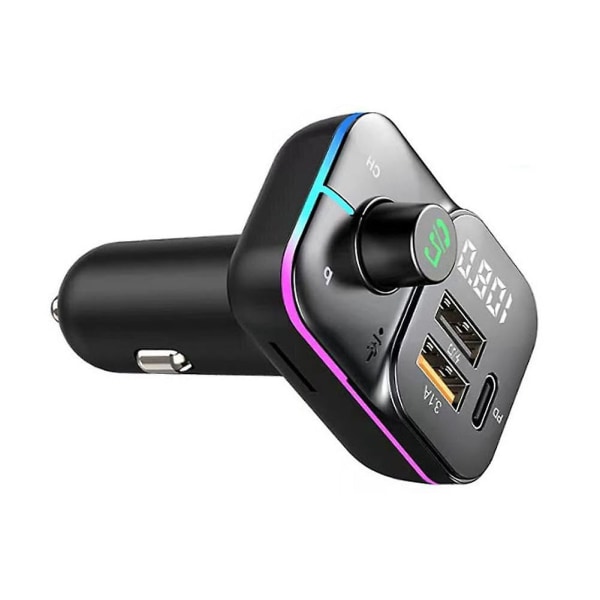 FM-bilsender, trådløs Bluetooth 5.0 MP3-spiller radioadapter bilsett, PD3.0 Type C 20W+QC3.0, Bass tapsløs Hi-Fi-lyd U-diskstøtte