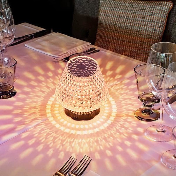 Crystal Diamond bordlampe, 16 fargeskiftende RGB berøringskontroll nattlys, oppladbart nattbordslys med fjernkontroll