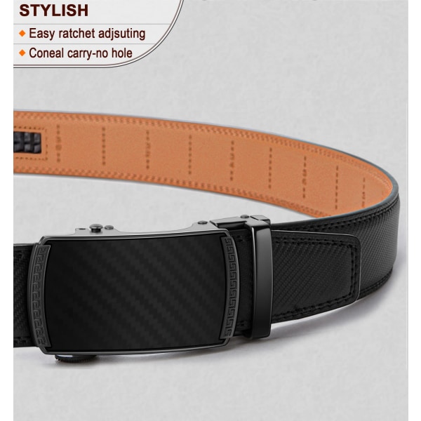 HERRBÄLTE, Läder Spärrbälte för Män Klänning 1 3/8, Trim to Fit(120cm)