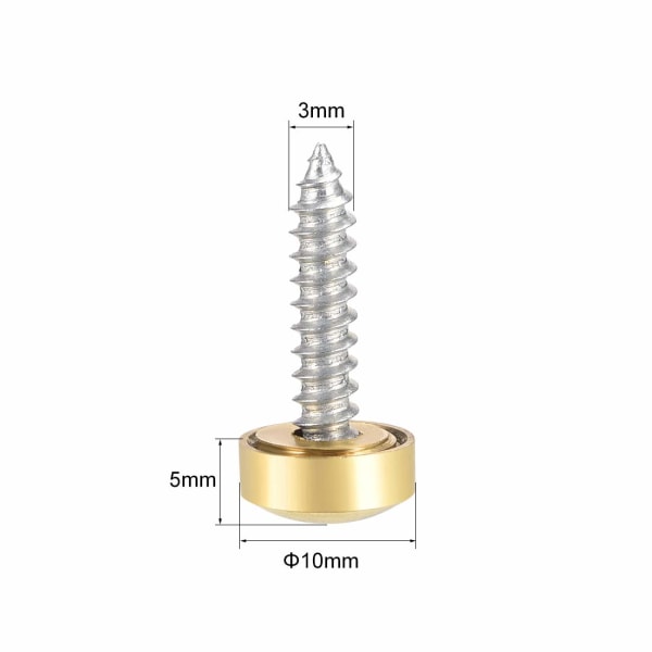 Mirror Screws Decorative Caps Cover Nails  Gold 10mm 4pcs