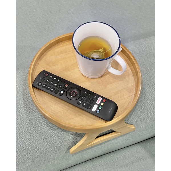 Sofa Armrest Clip Tray, Sidebord til drikkevarer/spisning (Bambus)
