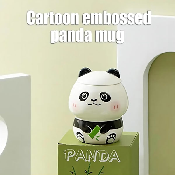 Kreativ mugg Panda mugg söt keramisk kaffemugg med 3D Panda Kawaii lock 3D Panda kaffemugg kopp Nyhetsmugg presenter till Pandaälskare kvinnor vänner A