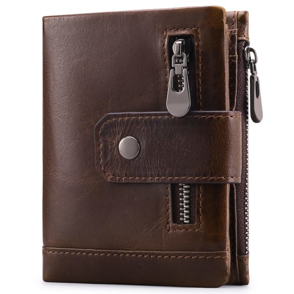 Miesten lompakkoa estävät aitoa nahkaa tukevat, kompaktit miesten lompakot  vetoketjullisella kolikkotaskulla a547 | Fyndiq
