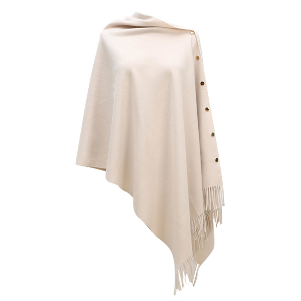 Poncho-halsduk för kvinnor med knappar, fransar, kappa, filt, kashmirblandning, mjuk, varm, multifunktionell för vår, höst och vinter white 68X200cm