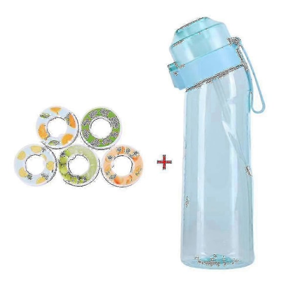 Smaksatt Vattenflaska med 7 Smakskapslar Air Water Up Flaska Frostad Svart 650ml Air Starter Up Set Vattenkopp för Camping Sport